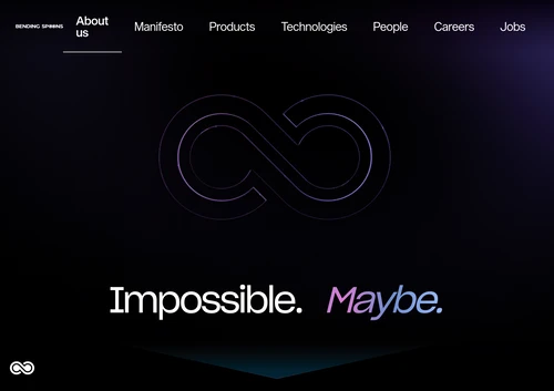 Screenshot of the website of Bending Spoons