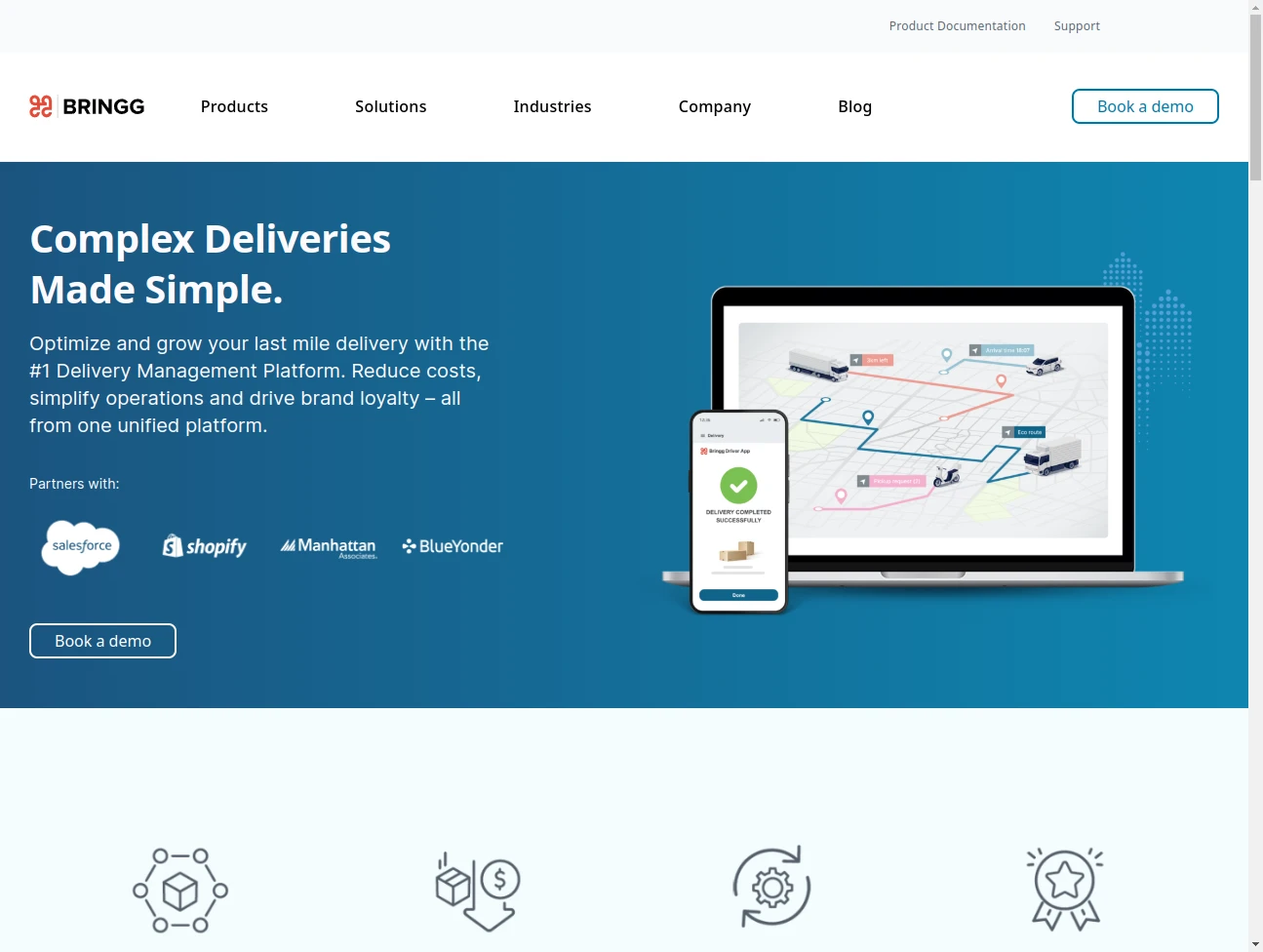 Screenshot of the website of Bringg