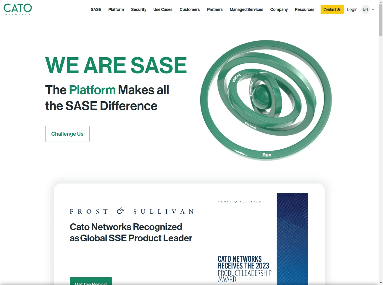 Screenshot of the website of Cato Networks