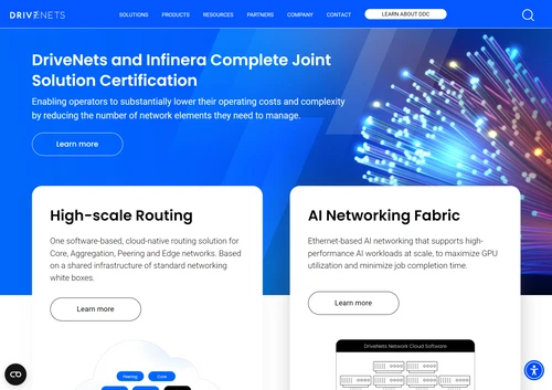 Screenshot of the website of DriveNets