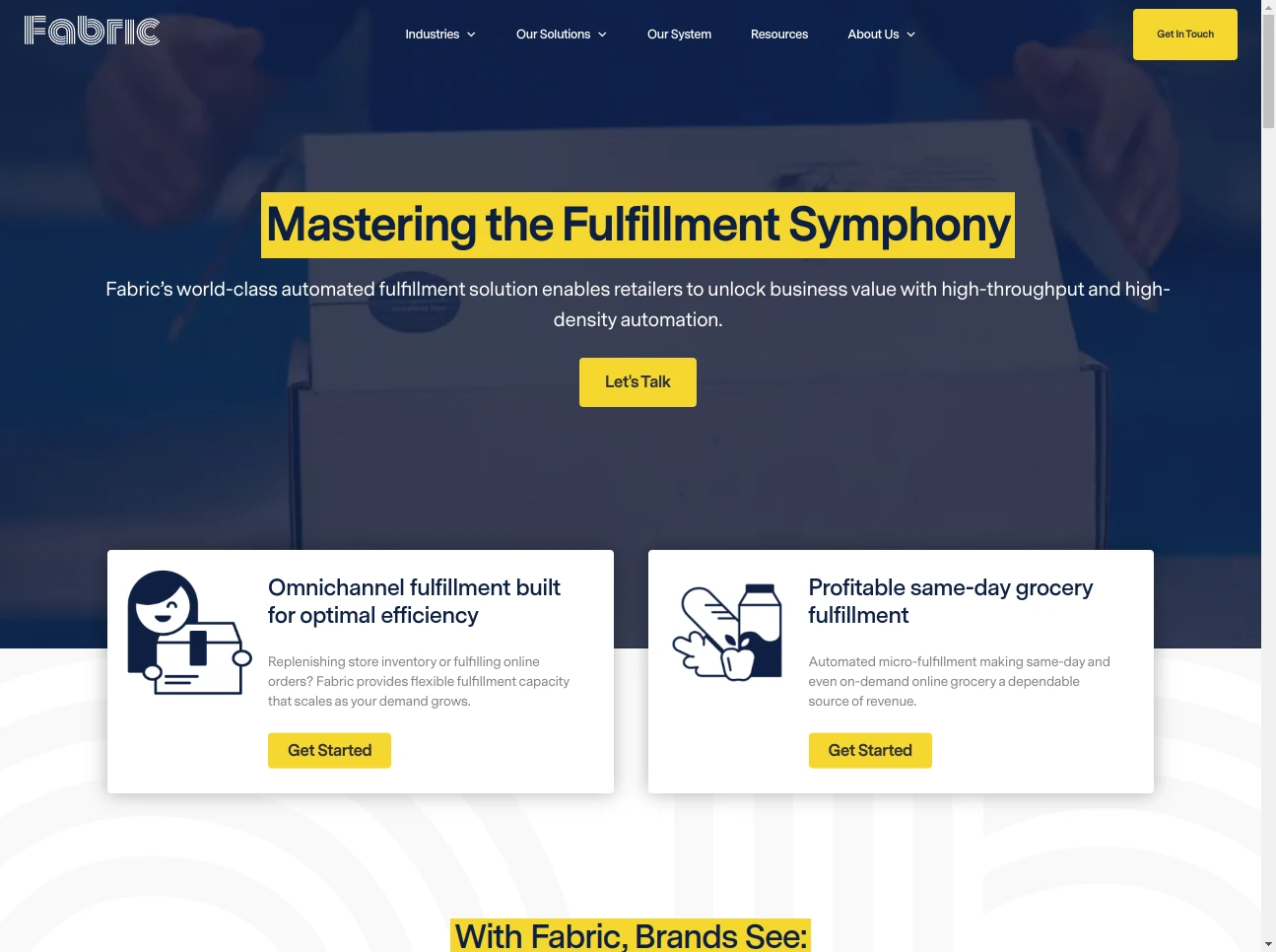Screenshot of the website of Fabric
