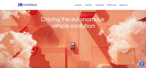Screenshot of the website of Mobileye