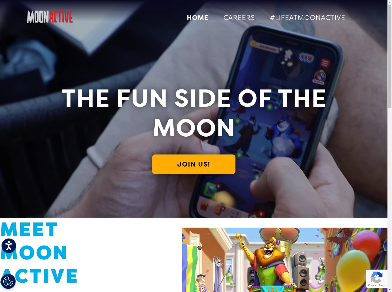 Screenshot of the website of Moon Active