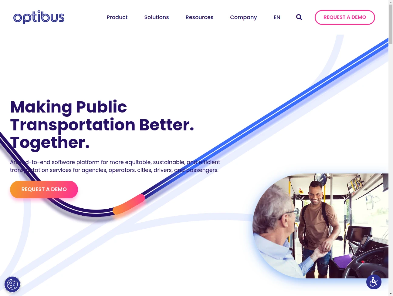 Screenshot of the website of Optibus