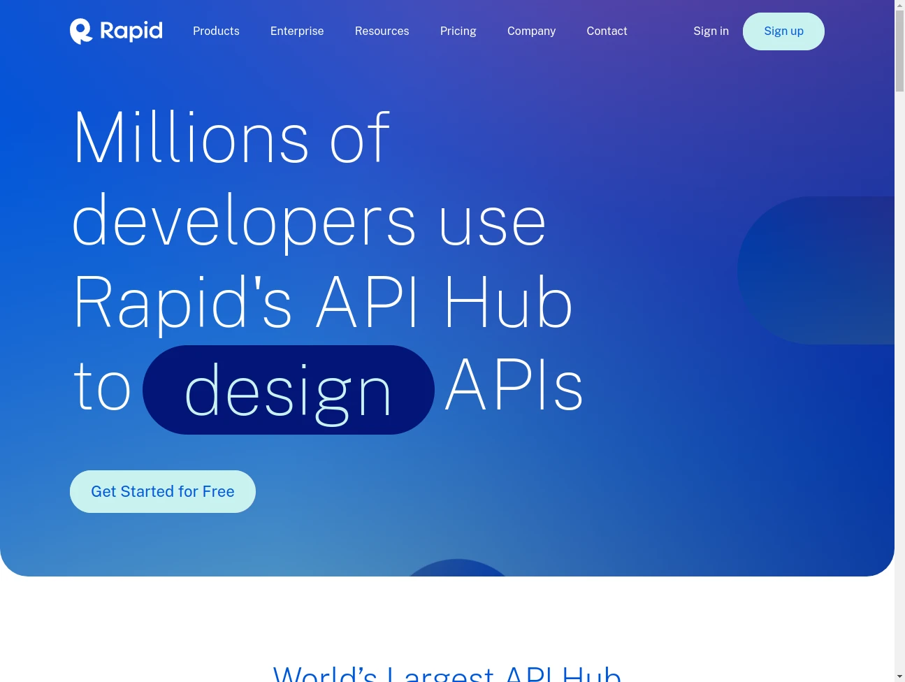 Screenshot of the website of RapidAPI